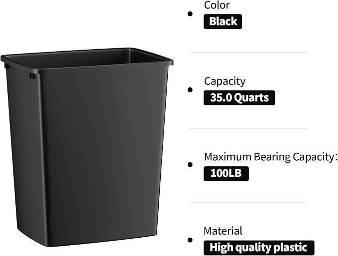 ROOMTEC 35QT Kitchen Trash Can, Sturdy and Lightweight Slim Trash Can, Trash - Image 5