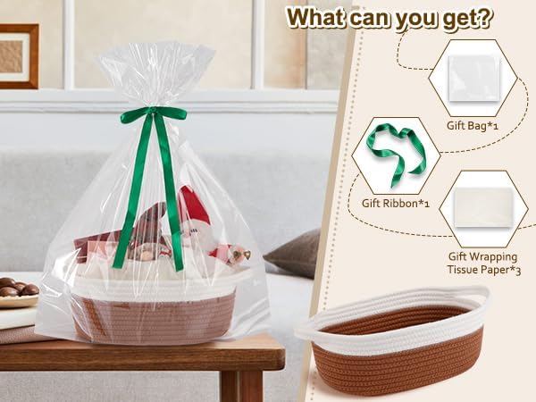 OIAHOMY Gift Basket Empty with Handle, Ribbon and Wrap Tissue Paper, Dog Toy - Image 2