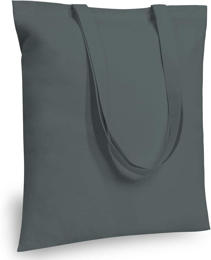 TOPDesign 12-Pack Economical 16"x15" Grey Cotton Tote Bag, Lightweight Medium by TOPDesign