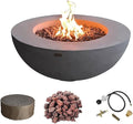 Elementi | Lunar Gas Fire Pit Cast Concrete 42" Round Fire Table, Outdoor Fire by AMSFireplaceInc
