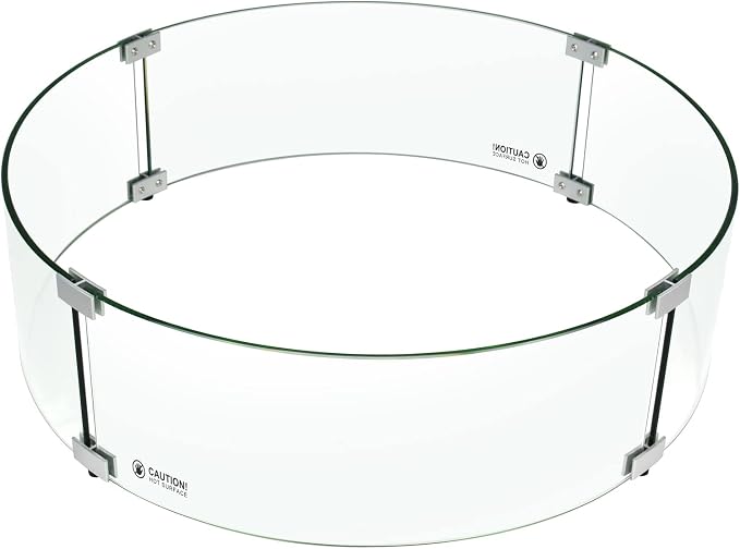 Holy Fire 23" x 6" Round Fire Pit Glass Wind Guard Clear Tempered Glass Flame by HOLYFIRE