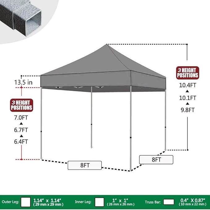Eurmax USA 8'x8' Pop Up Canopy Tent Commercial Instant Canopies - Image 2