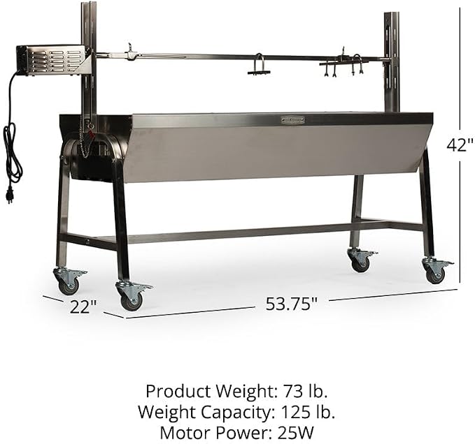 Ash & Ember 25W Stainless Steel BBQ Rotisserie Grill, 4 RPM Rotation Speed - Image 6