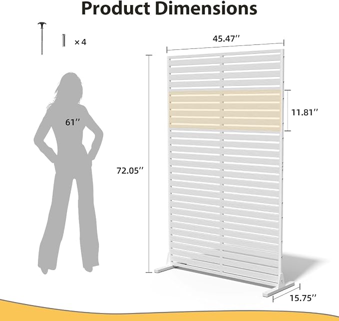 Privacy Fence Screen with Stand 6 Panel 72" H×47" W HDPE Decorative Panels with - Image 5