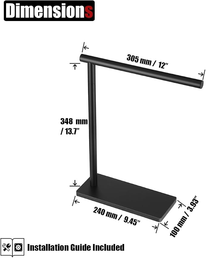 JQK Hand Towel Holder Stand Black, Modern Tree Rack Free Standing - Image 2