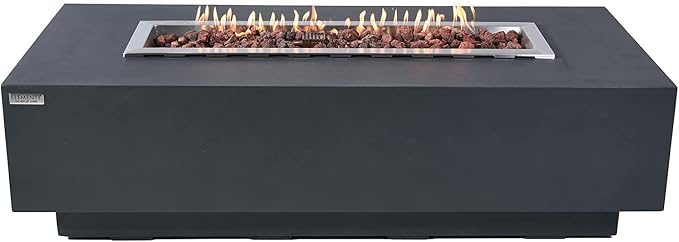 Elementi | Granville Gas Fire Pit Cast Concrete 60" Rectangular Fire Table - Image 8