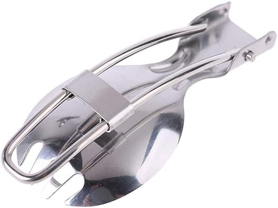 Spork Fork Spoon, Foldable Spork Fork Spoon Stainless Steel Hiking Camping Cook - Image 2