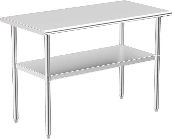 Stainless Steel Table for Prep & Work, 24x48 Inches, NSF Metal Commercial Heavy by Atronor