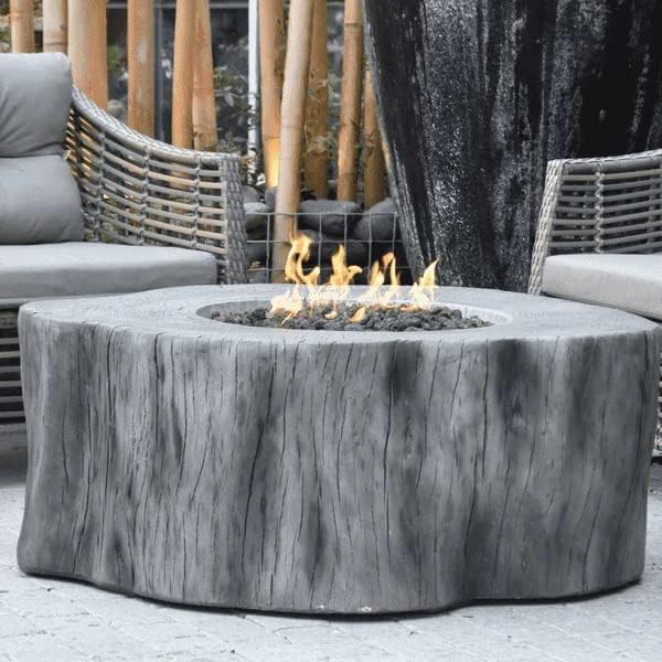 Elementi | Manchester Gas Fire Pit Cast Concrete Semi-Round Fire Table - Image 6