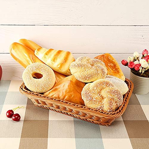 ANRUIDE 16" Poly Wicker Bread Basket, Long Woven Tabletop Food Fruit Vegetables - Image 5