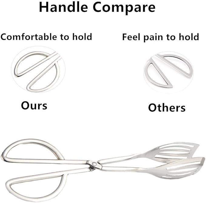 Buffet Tongs, 10.3-Inch Stainless Steel Serving Tongs, Silver, Set of 2