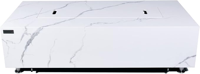 Elementi+ | Carrara Gas Fire Pit | Marble Porcelain & Metal Frame | 60" - Image 5