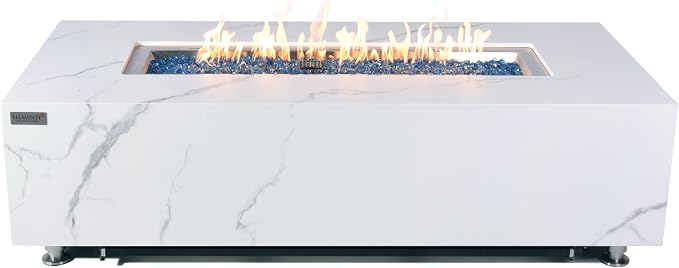 Elementi+ | Carrara Gas Fire Pit | Marble Porcelain & Metal Frame | 60" - Image 3