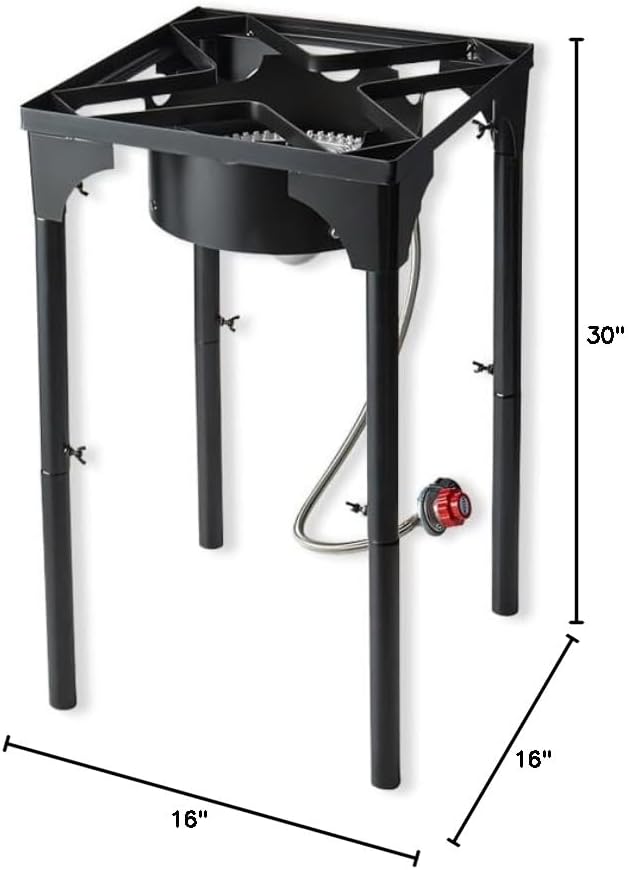 Adjustable Tall Gas Stove with Hose Guard, Steel Heavy Duty Single Burner - Image 4