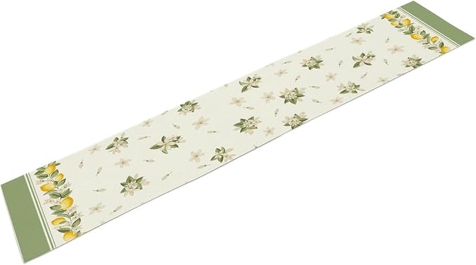 Lemon Spring Table Runner, Farmhouse Rustic Summer Flower Leaves Table Cover - Image 7