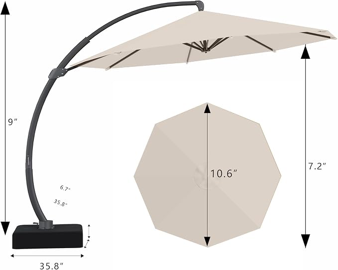 7 Piece Patio Dining Set with 11ft Patio Umbrella, 7 Black Outdoor HDPE Dining - Image 2