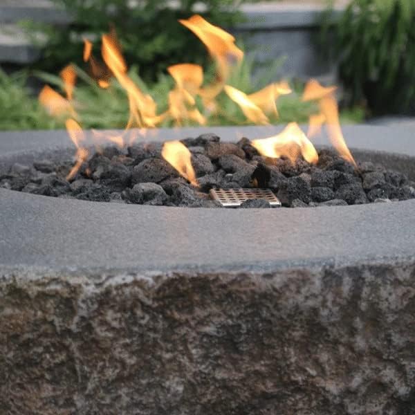 Elementi | Boulder Gas Fire Pit Cast Concrete Semi-Round Fire Table, Outdoor - Image 8
