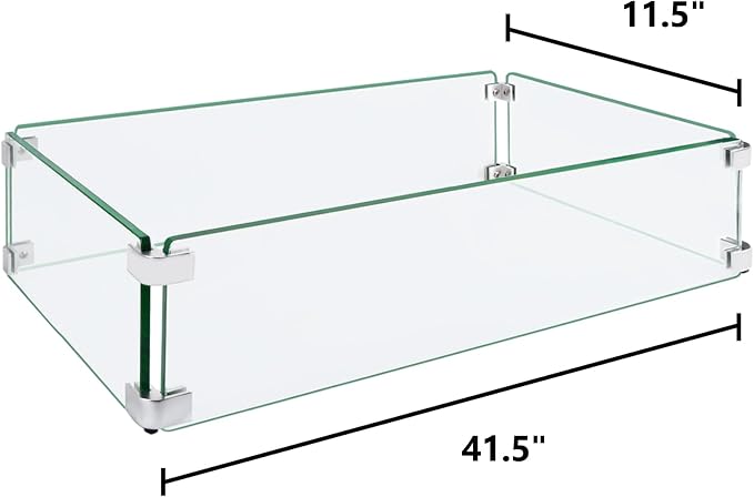 Fire Pit Wind Guard, 41.5 Square Fire Pit Glass Wind Guard, Made of Clear - Image 2