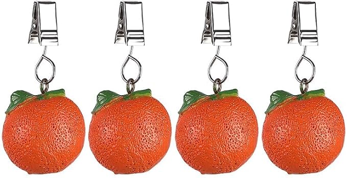 TwoFish Home Set of 4 Orange Fruits Resin Tablecloth Weights Clips Orange - Image 3