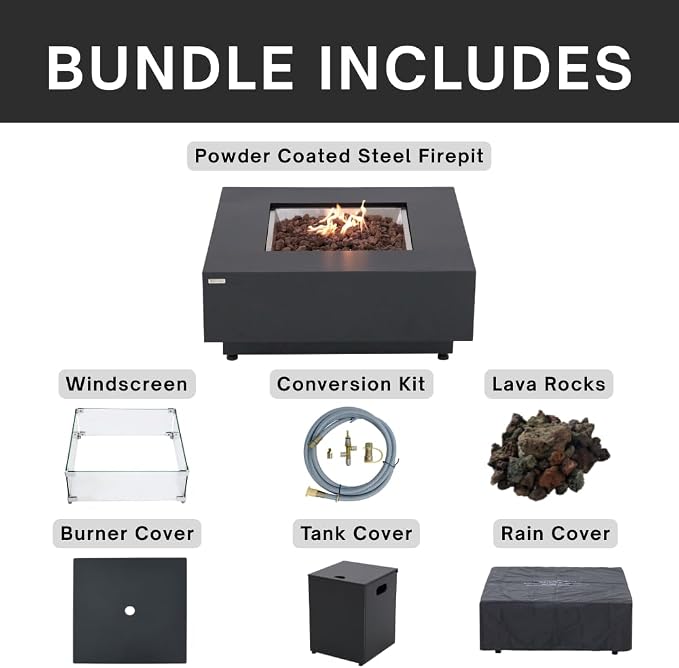 Ashton 36” Propane Fire Pit Smokeless Firepit Converts to Outdoor Gas Fire Pit - Image 2