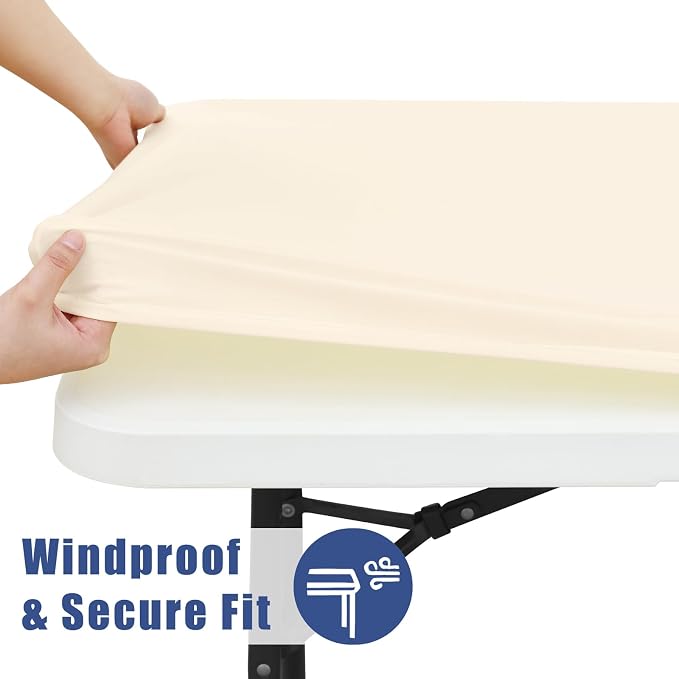 Spandex 8 Foot Rectangle Table Cloth 6 Pack, Elastic Fitted Tablecloths - Image 3