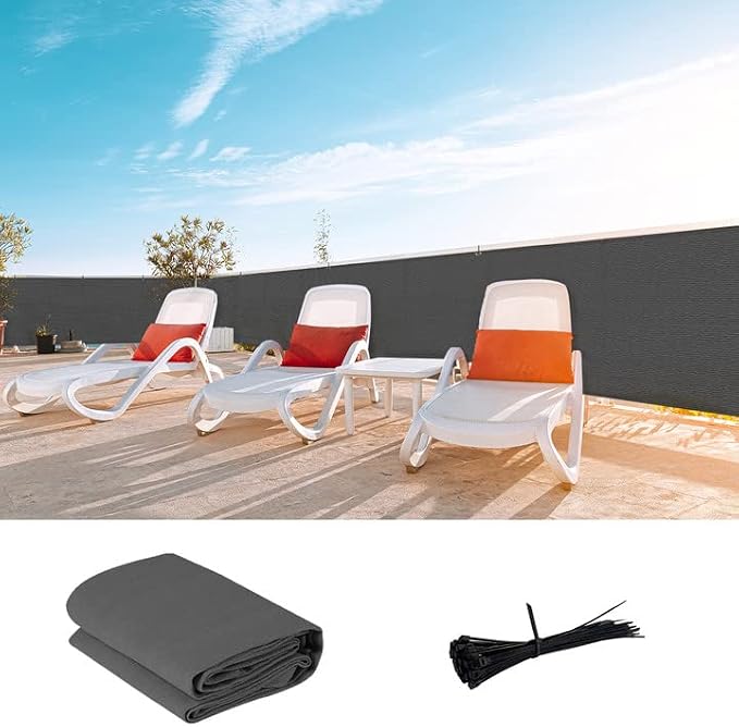 LOVE STORY Custom Size 3.3'x30' Dark Grey Balcony Privacy Screen, UV Block by LOVESTORY