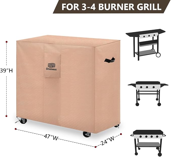 Oneness 47 Inch Heavy Duty Waterproof Grill Cover, UV Resistant Rip Resistant - Image 2