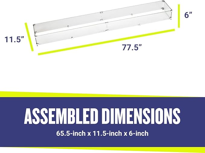 77.5" X 11.5" X 6” Linear Glass Flame Guard - Image 4