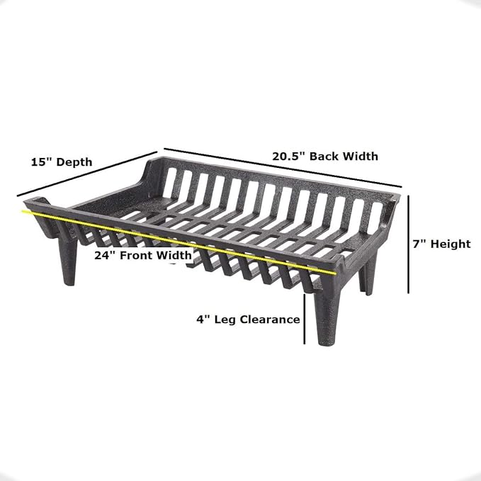 24 inch Fireplace Grate Heavy Duty, Cast Iron Fire Grate - Image 9