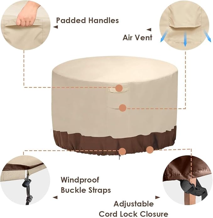 Vailge Fire Pit Cover Round, 100% Waterproof Round Patio Fire Bowl Cover - Image 5