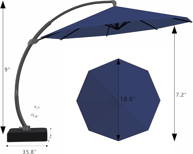 7 Piece Patio Dining Set with 11ft Patio Umbrella, 7 Black Outdoor HDPE Dining - Image 2