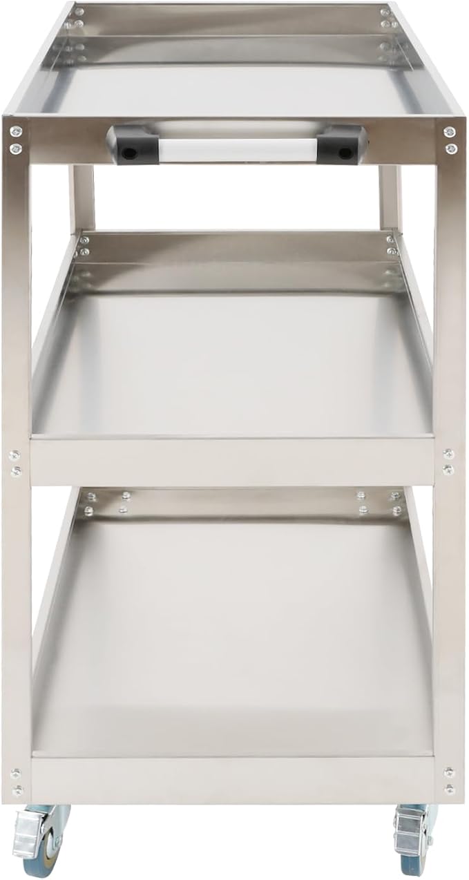 Stainless Steel Utility Cart, Heavy Duty 3-Tier Service Cart - Image 7