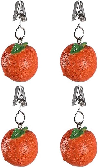 TwoFish Home Set of 4 Orange Fruits Resin Tablecloth Weights Clips Orange - Image 7