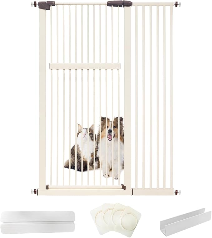 Lumizone Extra Tall Pet Gate 55.12" High Pressure Mounted 42.52"-46.64" Extra by Lumizone