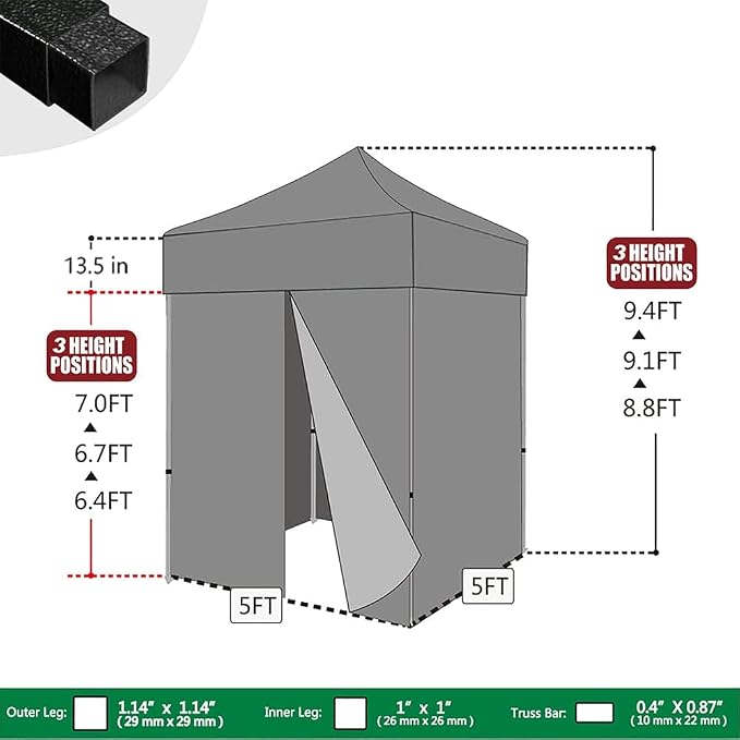 Eurmax USA 5'x5' Pop-up Canopy Portable Photo Booth Tent - Image 2