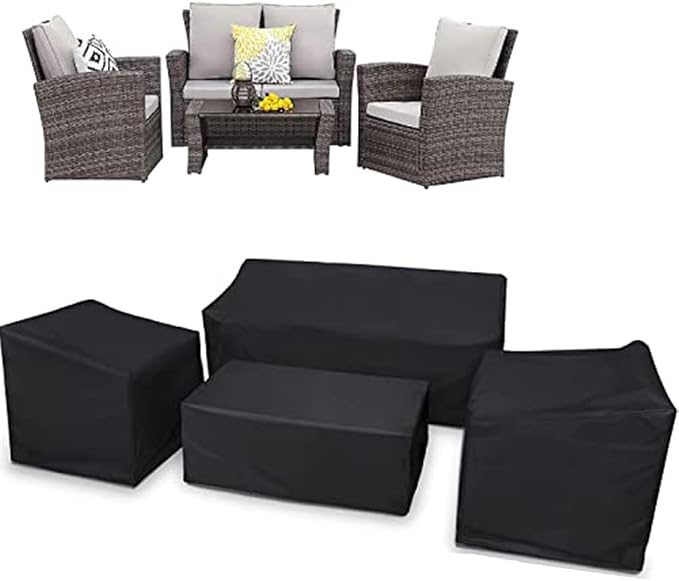 4-Piece Outdoor Furniture Covers, 420D Waterproof Windproof Set - Image 8