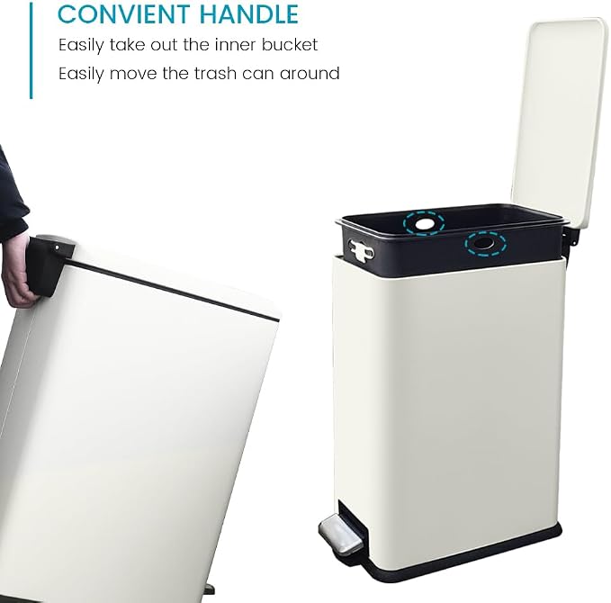 Bathroom Trash Can with Lid, 16.7L/ 4.4 Gallon Trash Can with Removable Inner - Image 6