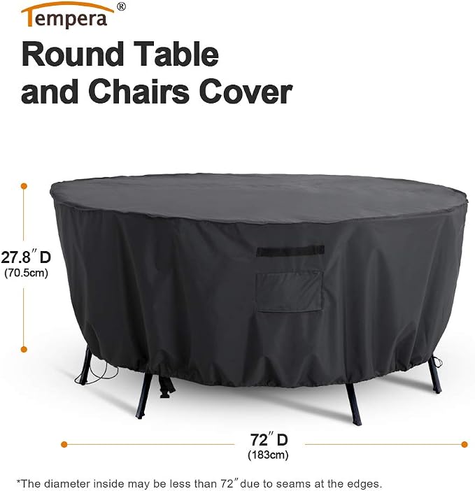 Tempera Round patio furniture covers，Outdoor Round Table Cover, Anti-Fading - Image 2