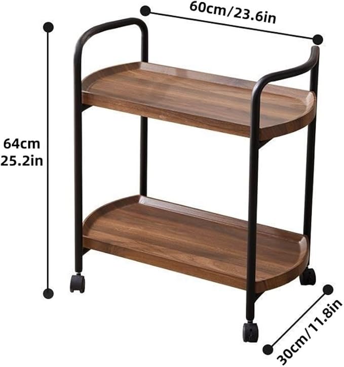 Rolling Cart with Table Top, Double Layer Bar Cart, Small Tea Cart with Wheels - Image 2