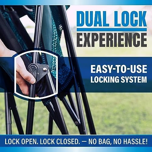 Folding Camping Chairs, Red with Dual Lock and 300 lb Capacity