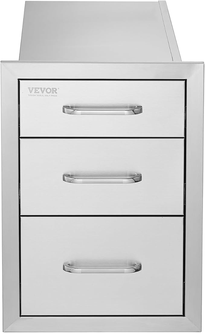 VEVOR 14x20.3 Inch Outdoor Kitchen Drawers Stainless Steel, Flush Mount Triple - Image 11