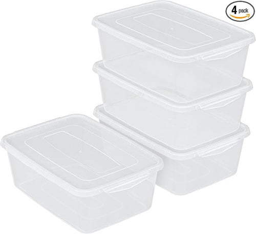 14 Quart Plastic Storage Box, Pizza Dough Proofing Containers, 4 Packs by Oymlclivisa