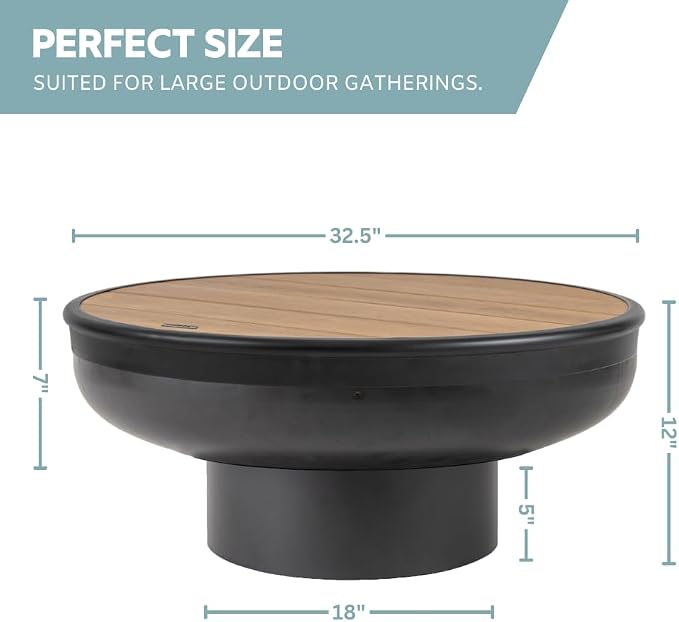 DENKOE 32 Inch Round Fire Pit Table - Image 6