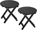 Small Round Folding Side Table Set of 2, Patio Foldable Wooden End Tables by BestforYou