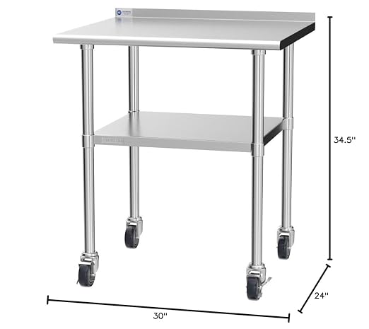 GRIDMANN Stainless Steel Table 30 in. x 24 in., NSF Commercial Kitchen Prep & - Image 8