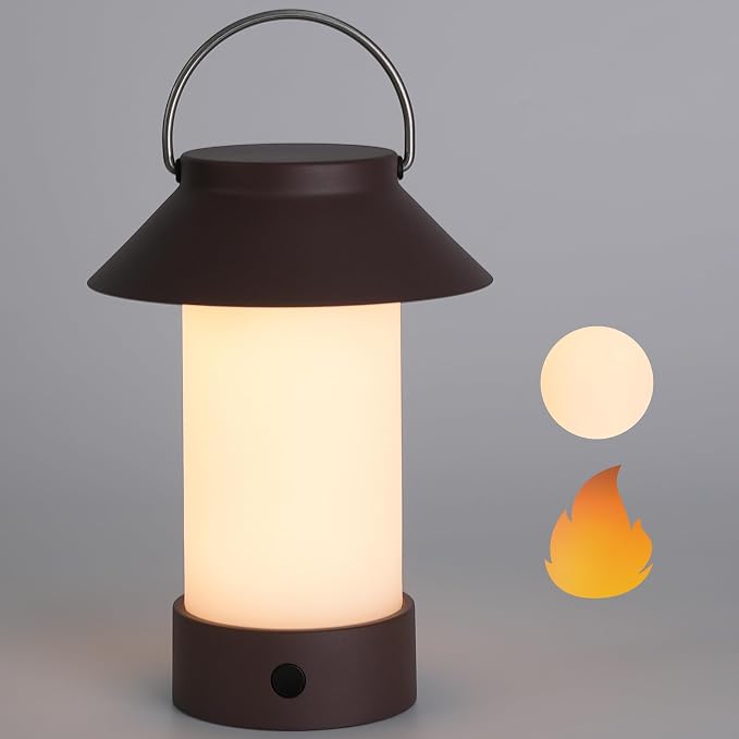 Rechargeable Outdoor Lantern Waterproof, Dimmable Warm White & Flickering Flame by WEILAILUX