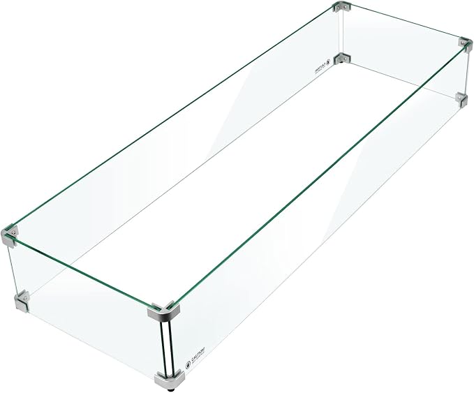 Holy Fire 35.5" L x 11.5" x 6" Rectangle Fire Pit Glass Wind Guard Clear by HOLYFIRE
