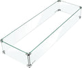 Holy Fire 35.5" L x 11.5" x 6" Rectangle Fire Pit Glass Wind Guard Clear by HOLYFIRE