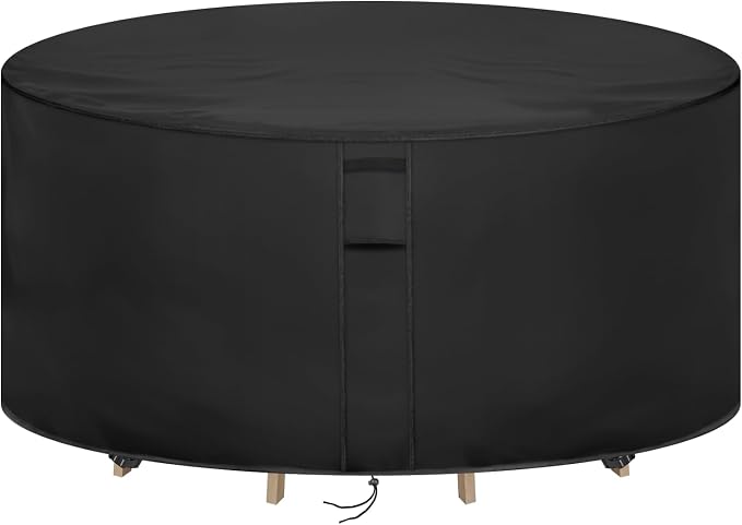 Round Patio Furniture Covers Waterproof, Outdoor Round Table Cover Tall Bar by Hiticover