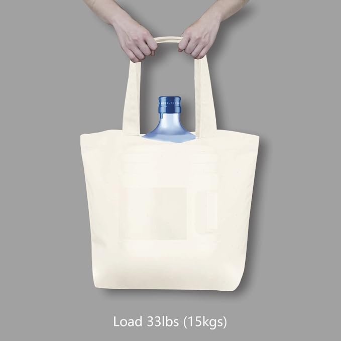 TOPDesign 1-Pack Super Strong Large 12oz Cotton Canvas Tote Bag, Reusable - Image 6